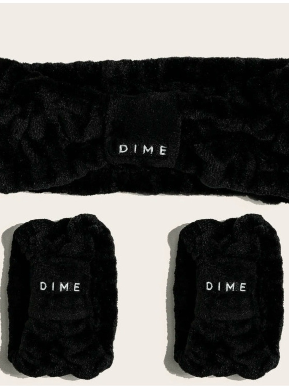 Dime Beauty Black Plush Headband and Wrist Cuff Set
